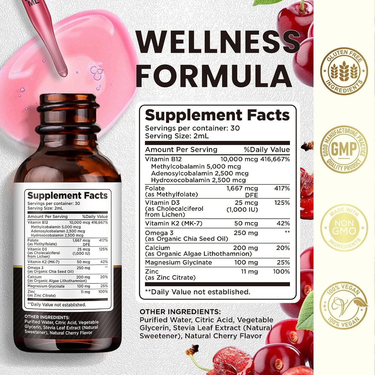 Vitamina B12 Complex 10000 mcg | Gotas Sublinguales Triple B12 Sabor Cereza – Image 3