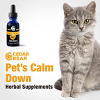 Cedar Bear Pet's Calm Down - Suplemento Herbal Natural para Alivio del Estrés en Gatos, Perros, Aves y Mascotas Exóticas, 60 ml
