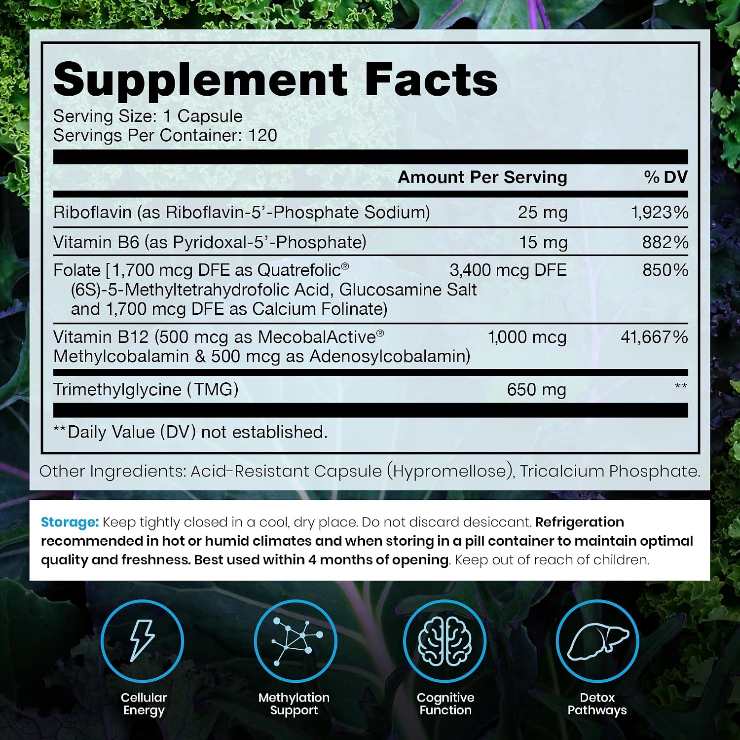 Complejo B Metilado con Quatrefolic, Metilcobalamina y TMG | 60 Cápsulas