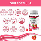 Greenfield Nutritions – Gominolas Halal de Biotina 5000 μg para Cabello, Piel y Uñas (90 Gominolas)