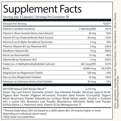 iRestore Suplemento de Crecimiento Capilar - – Vitamina A: contribuye al mantenimiento de la piel y las mucosas en – Image 9