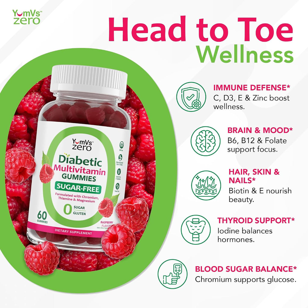 YUM-V'S Multivitamin Gummies Sin Azúcar – Gomitas Multivitamínicas Keto-Friendly – 60 Unidades
