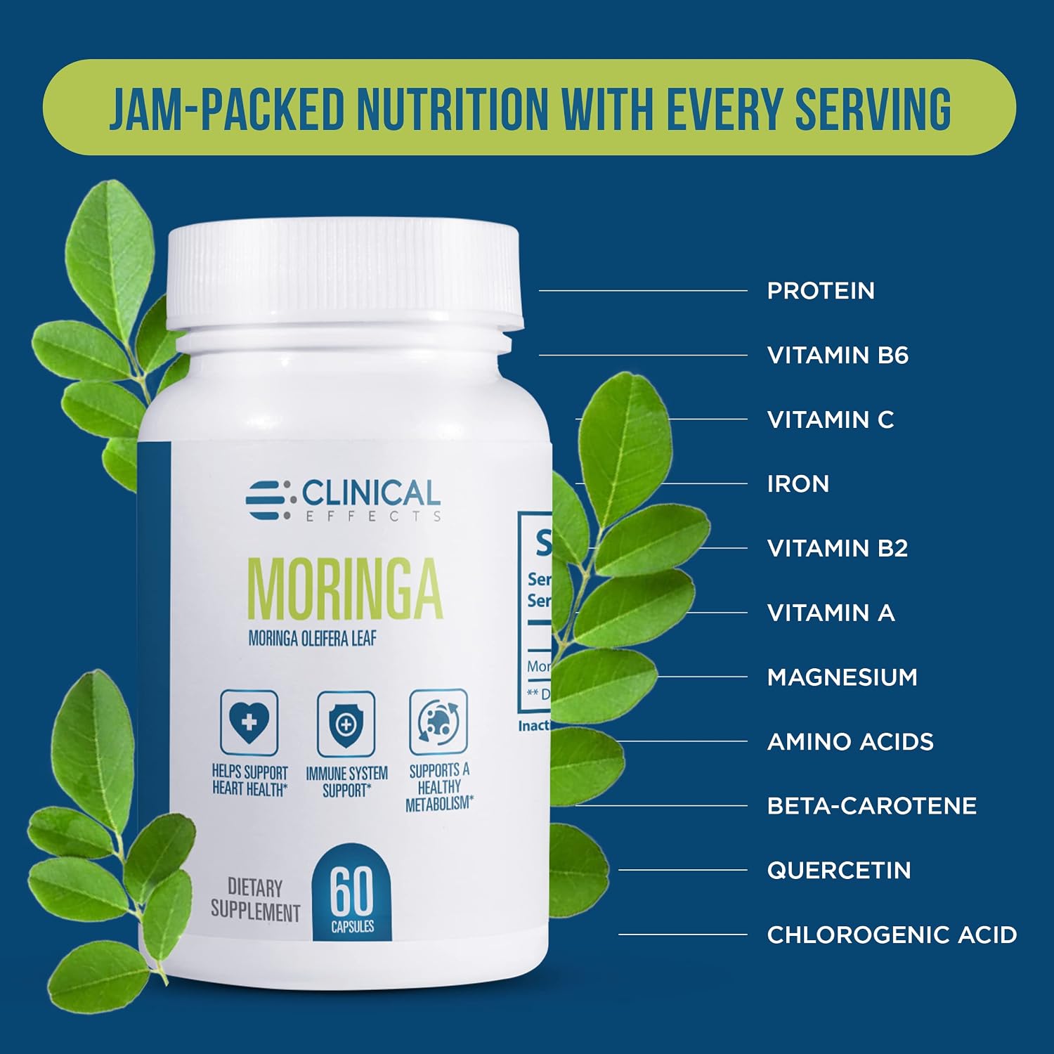 Clinical Effects Moringa Oleifera - 800mg Cápsulas Superfood - 60 Cápsulas