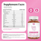 VITA GLOBE Hair, Skin & Nails + Collagen Gummies – 20mg con Vitaminas A, C, D, E, B6 y Biotina, Suplemento de Belleza y Bienestar para el Cabello, Piel y Uñas, 60 Gominolas (Envase de 1)