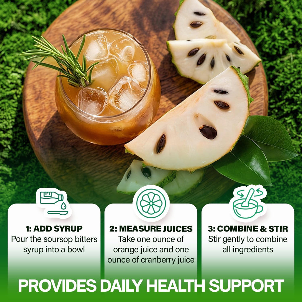 Soursop Bitters Líquido – Fórmula Herbal Detox con Soursop, Cúrcuma, Moringa y Semilla Negra – 473 ml