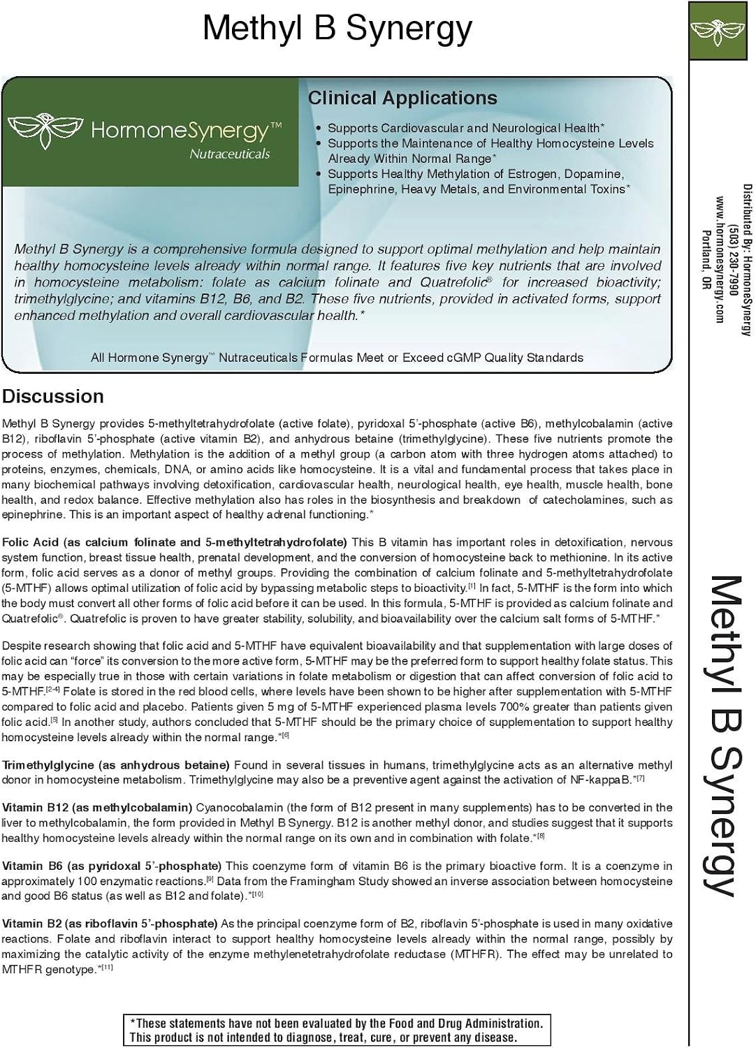 RetzlerRx® Methyl B Synergy – Complejo de vitaminas B para el apoyo a la metilación (120 cápsulas)