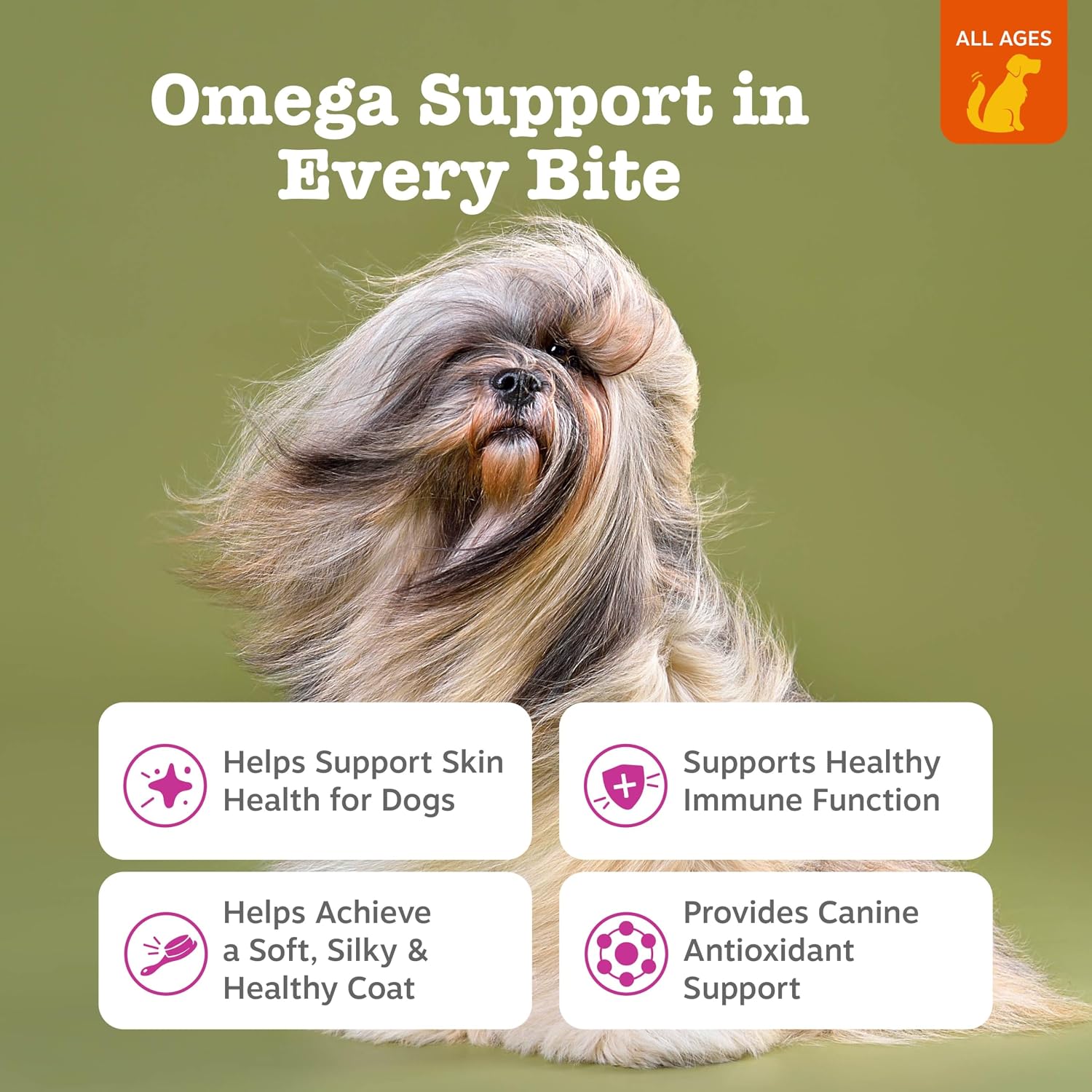 Zesty Paws Masticables de Aceite de Salmón para Perros - Omega 3, Piel y Pelaje, 250 unidades
