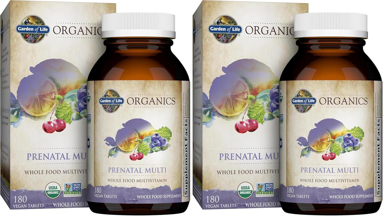 Garden of Life Organics Multivitamínico Prenatal con Folato, B6, B12, D3 y Hierro, 30 Comprimidos
