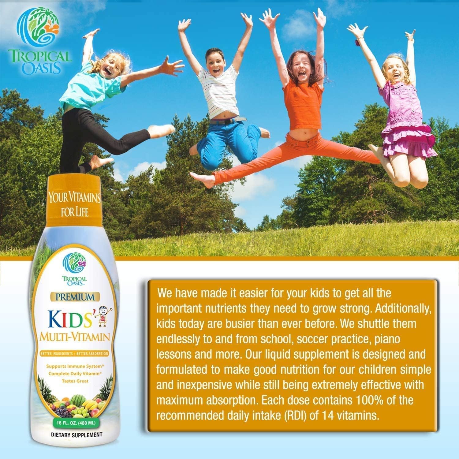 Tropical Oasis Children's Multivitamin & Mineral - Liquid 473 ml (16 oz)
