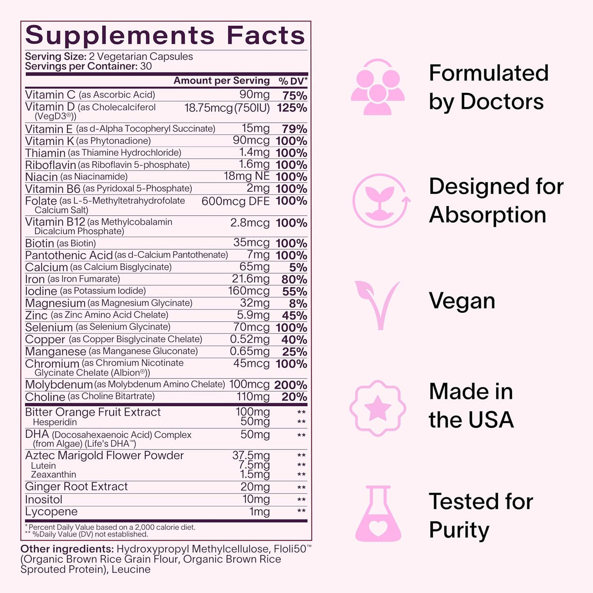 Ladywell Prenatal Multivitamin – 60 Cápsulas – Folato (ácido fólico): importante para la división celular y el – Image 8