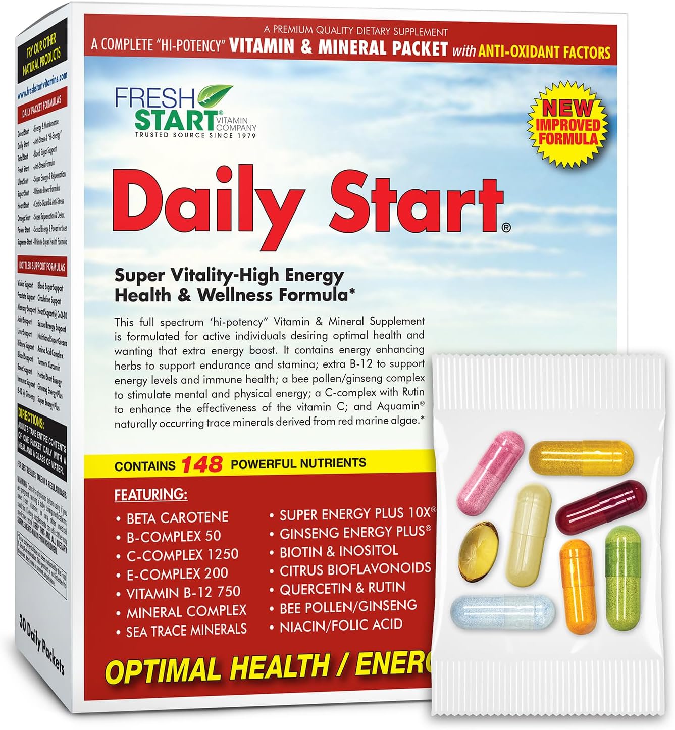 Daily Start All-in-One Daily Vitamin Pack - Energía y Concentración - 30 Días