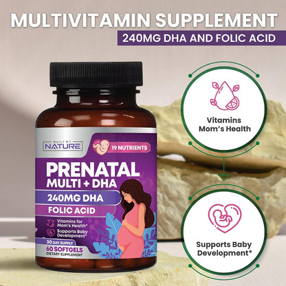 Vitaminas Prenatales de Built by Nature | 60 – DHA: contribuye al desarrollo cerebral y visual normal del feto y – Image 5