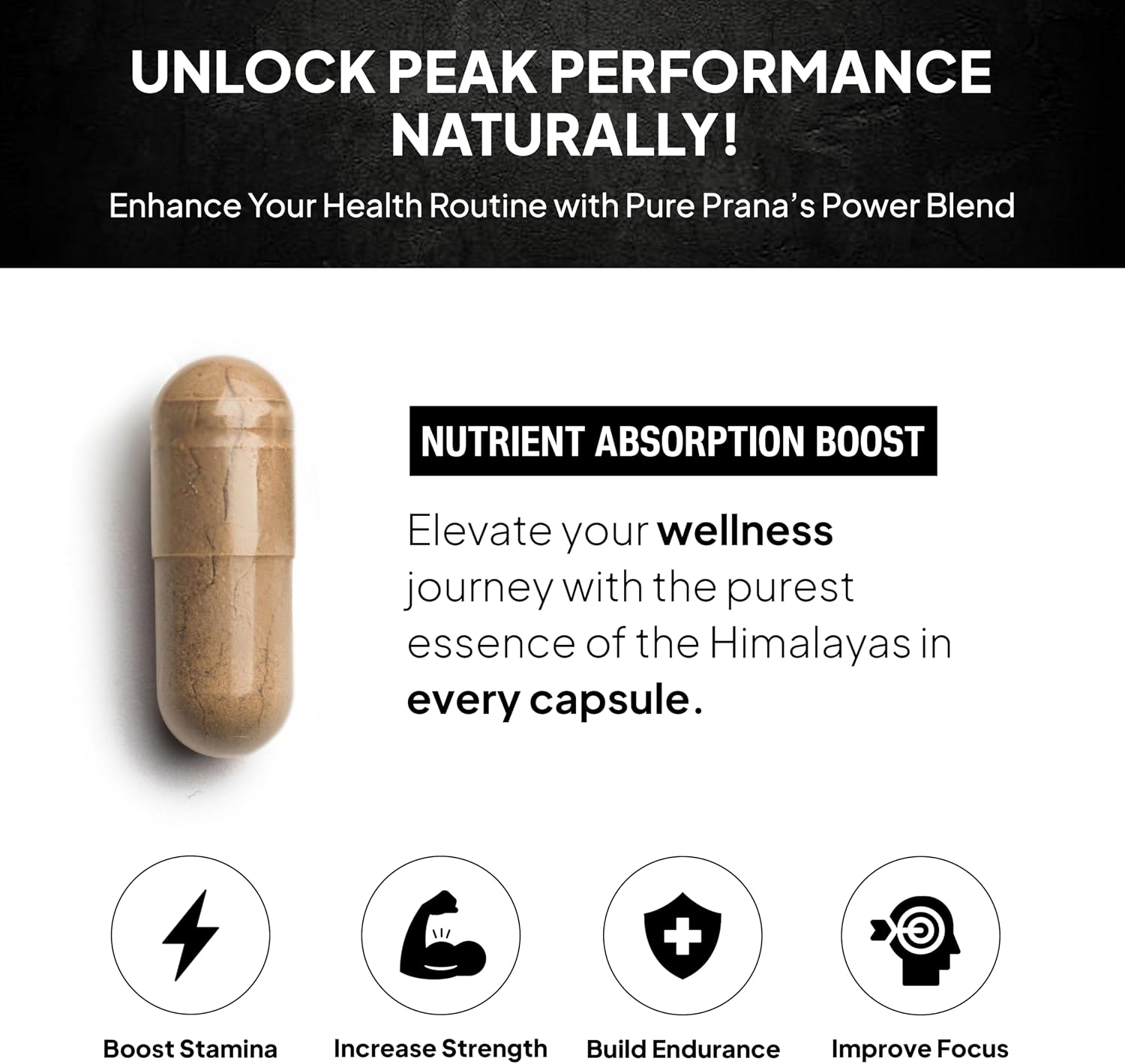 Pure Prana Shilajit Ashwagandha Safed Musli Gokshura for Men - Himalayan Power Blend