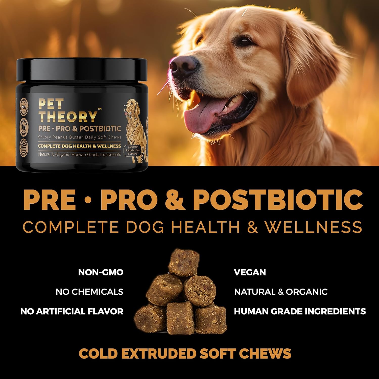 Probióticos para Perros - Combinación Pre, Pro y Postbióticos - Masticables Blandos para Salud Digestiva e Inmunidad - 100 uds