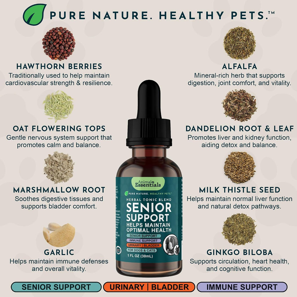 Animal Essentials Senior Support para Perros y Gatos - Suplemento Herbal