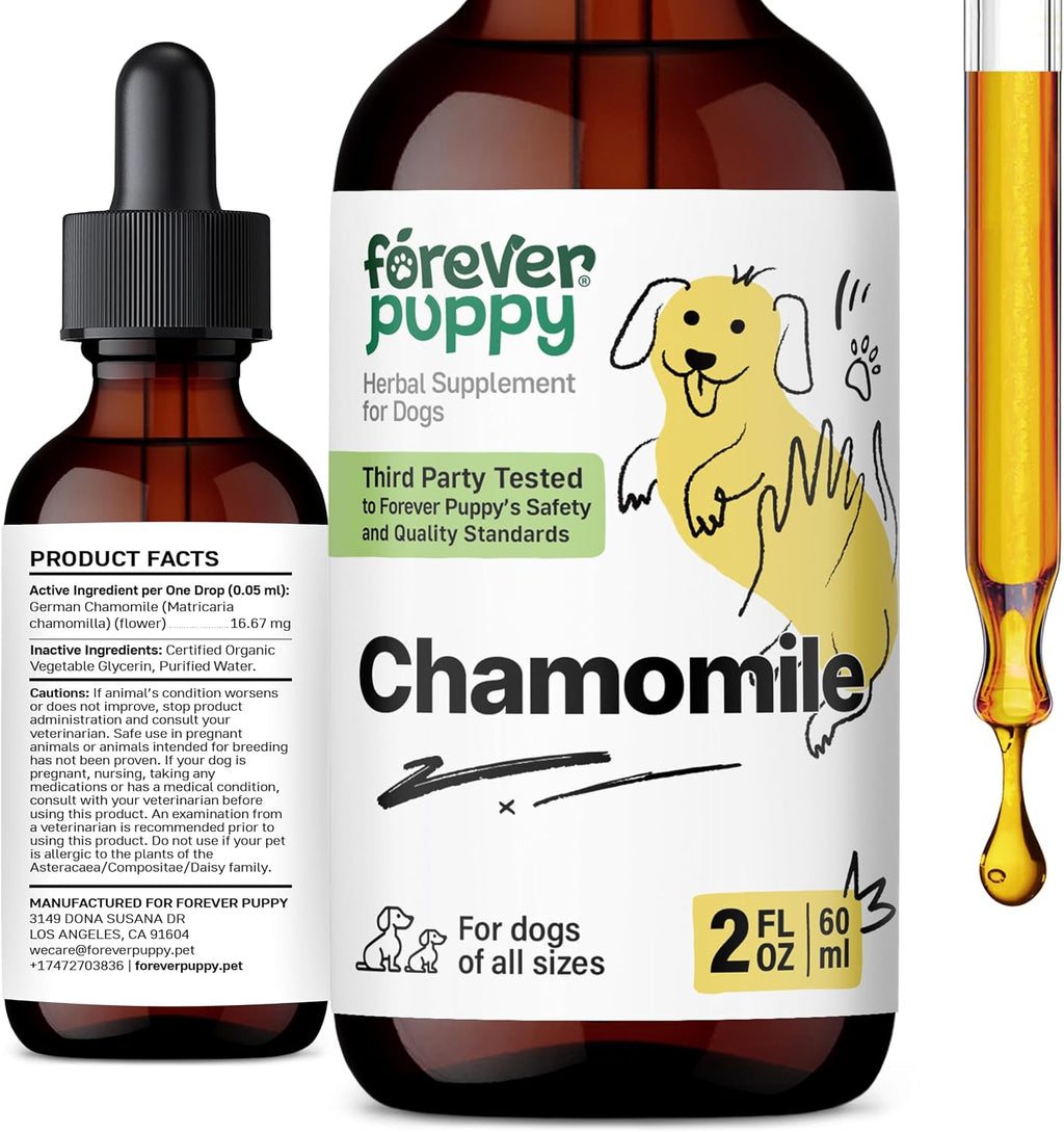Gotas de Manzanilla para Perros - Extracto Líquido para el Alivio de Gases y Apoyo Digestivo - 60 ml