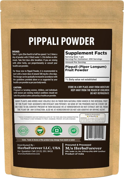 HerbsForever Pippali (Piper longum) en polvo – Bebidas calientes: infusiones, tés o leche dorada (golden milk). – Image 2