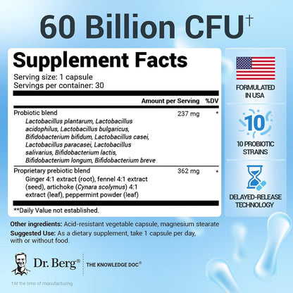 Suplemento Probiótico Dr. Berg (60 mil millones de UFC) - 30 Cápsulas – Image 2