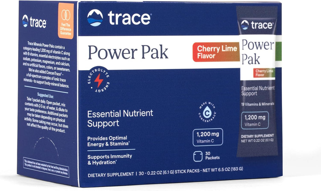 Trace Minerals Power Pak Electrolyte Powder Packets – 30 Sobres Sabor Mora
