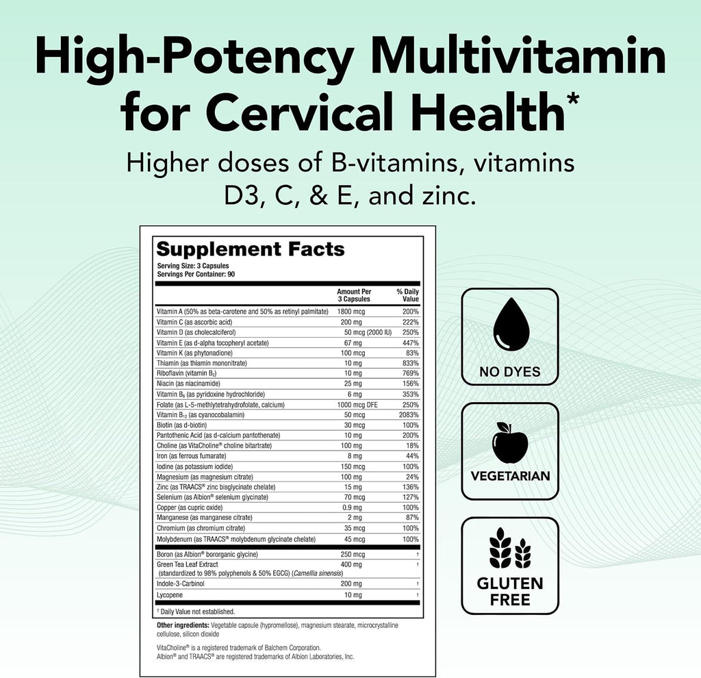 Theralogix ProCerv HP High Potency Multivitamin for Women and Men - 270 Capsules (90 Day Supply)