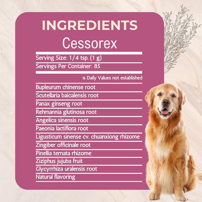 Cessorex Alivio de Alergias y Apoyo Inmunológico para Perros - Suplemento Herbal Natural - 250g – Image 3