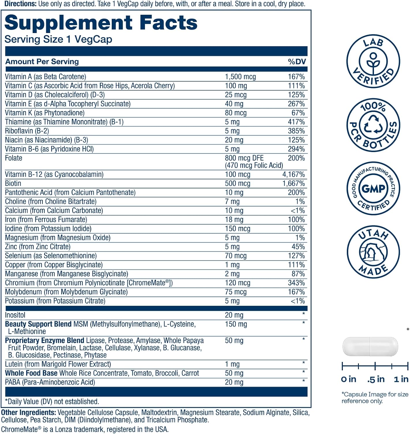 Solaray Once Daily Women's Multivitamin with Iron, 90 Capsules
