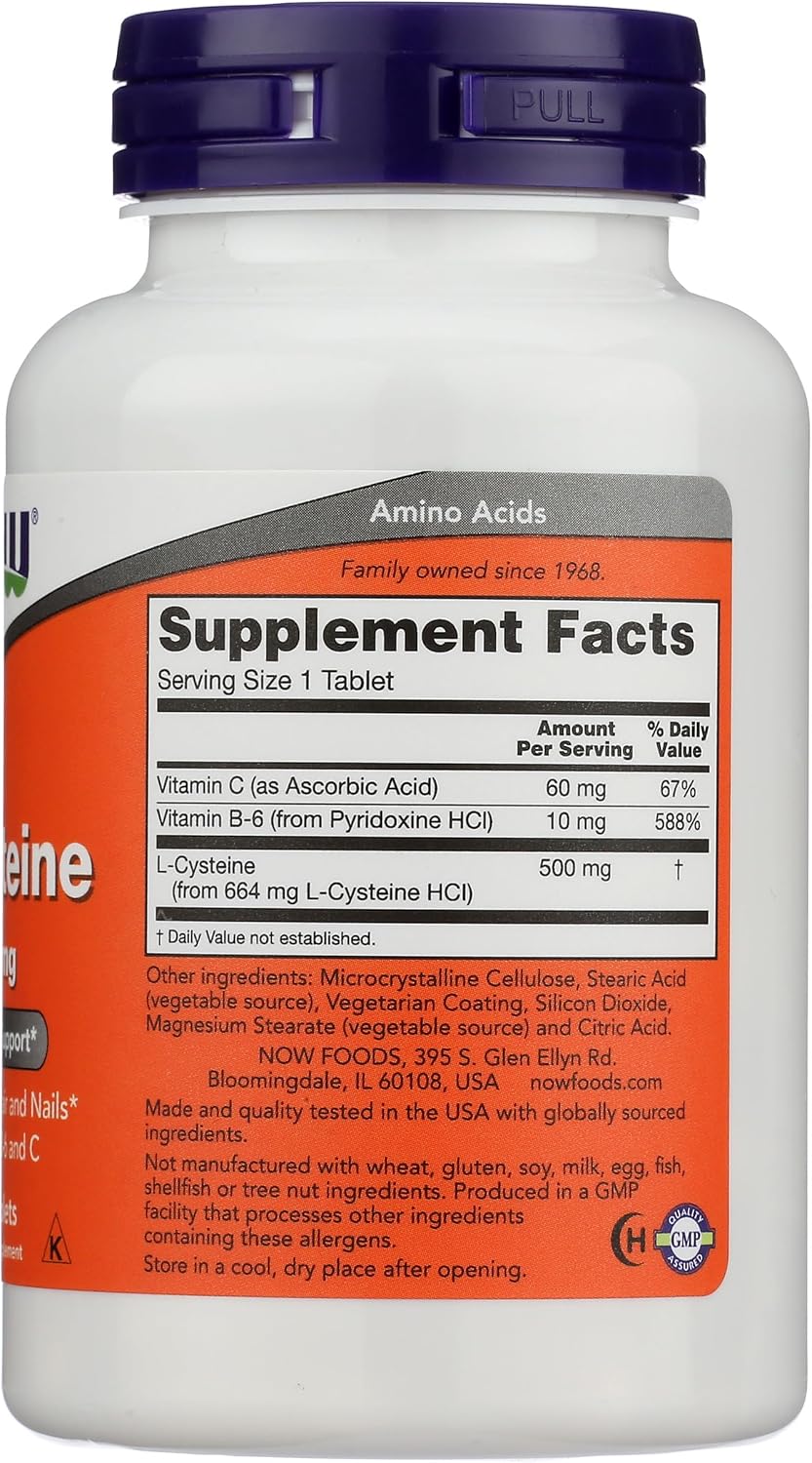 NOW Foods L-Cisteína 500 mg, 100 Comprimidos