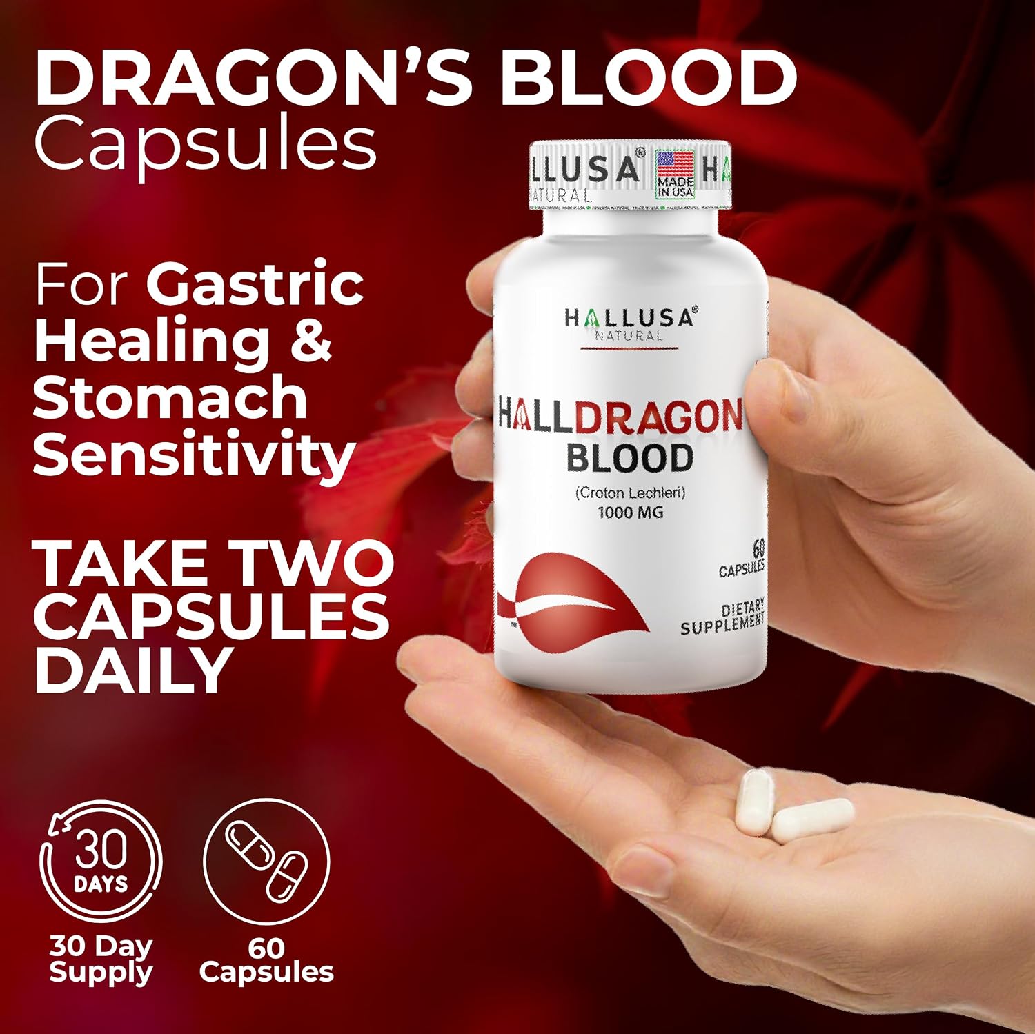 Cápsulas de Sangre de Dragón 1000mg | Croton Lechleri | Hallusa Natural