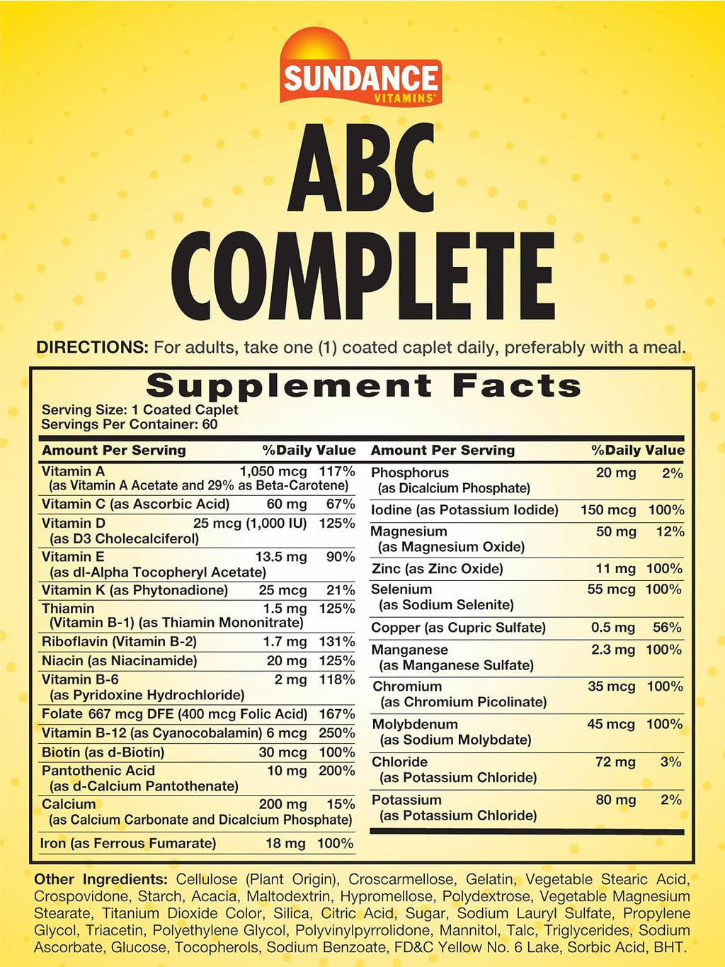Sundance Multivitamin & Mineral for Adults, 60 Caplets