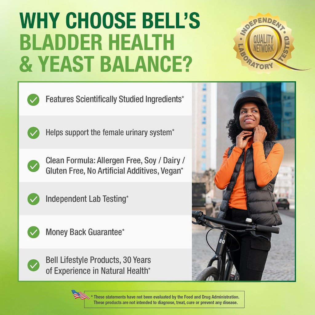 Bell Bladder Health & Yeast Flora Balance - 60 Cápsulas - D-Mannose para el Bienestar Femenino