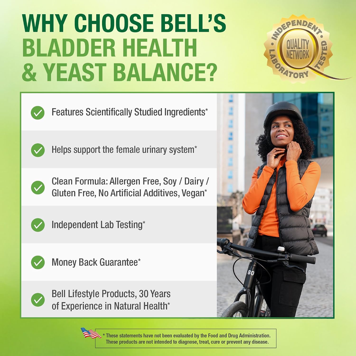 Bell Bladder Health & Yeast Flora Balance - 60 Cápsulas - D-Mannose para el Bienestar Femenino
