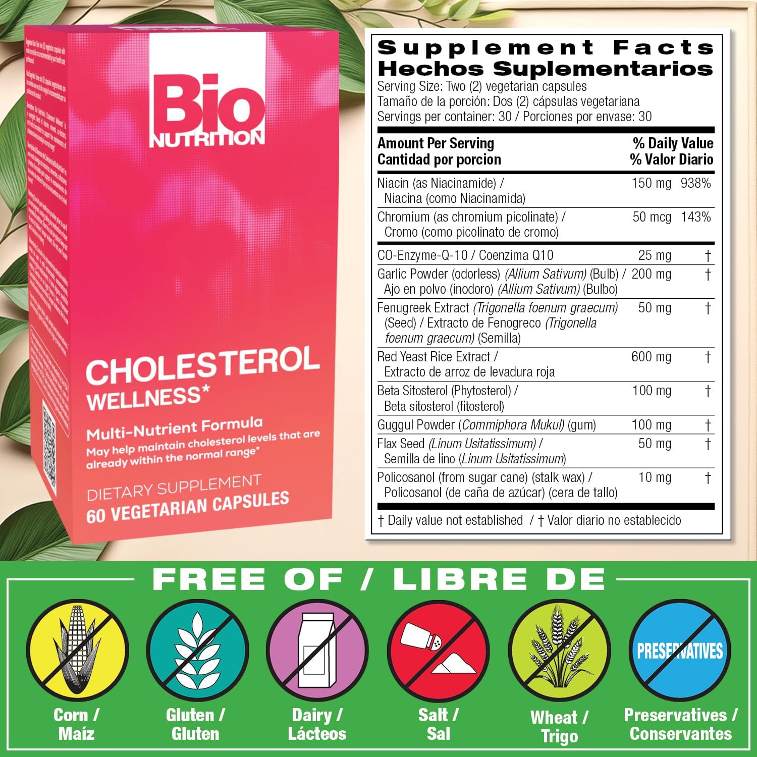 Bio Nutrition Cholesterol Wellness, 60 Cápsulas