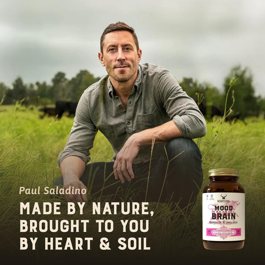 HEART & SOIL – Suplemento de Cerebro de Res 100% Pasto 3000 mg – Memoria y Concentración – 180 Cápsulas