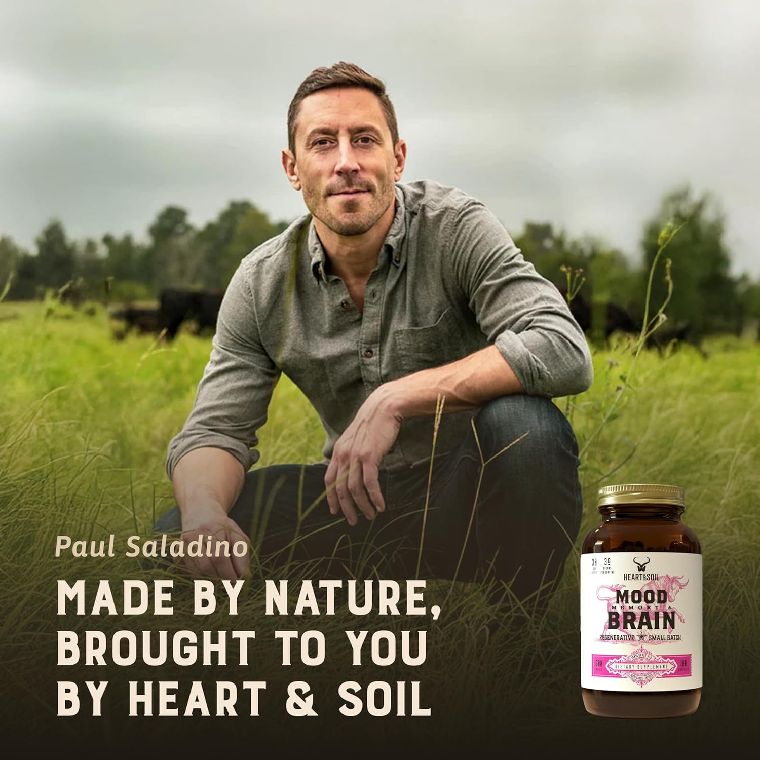 HEART & SOIL – Suplemento de Cerebro de Res 100% Pasto 3000 mg – Memoria y Concentración – 180 Cápsulas