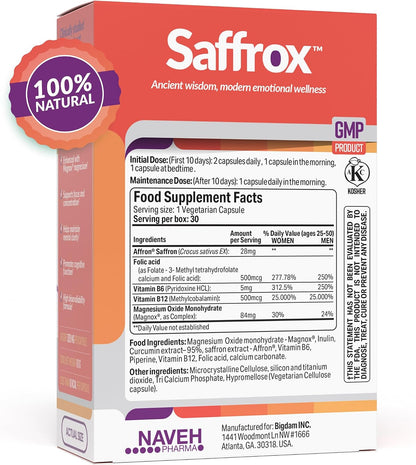 NAVEH PHARMA Saffrox™ Cápsulas de Extracto – Mejora del sueño: Puede ayudar a mejorar la calidad y duración del – Image 6
