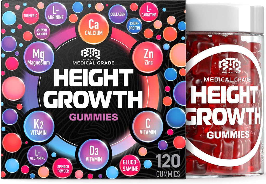 BIOTEQUELAB Gominolas de Crecimiento - Multivitamínico con Calcio, Magnesio, Zinc y Ashwagandha