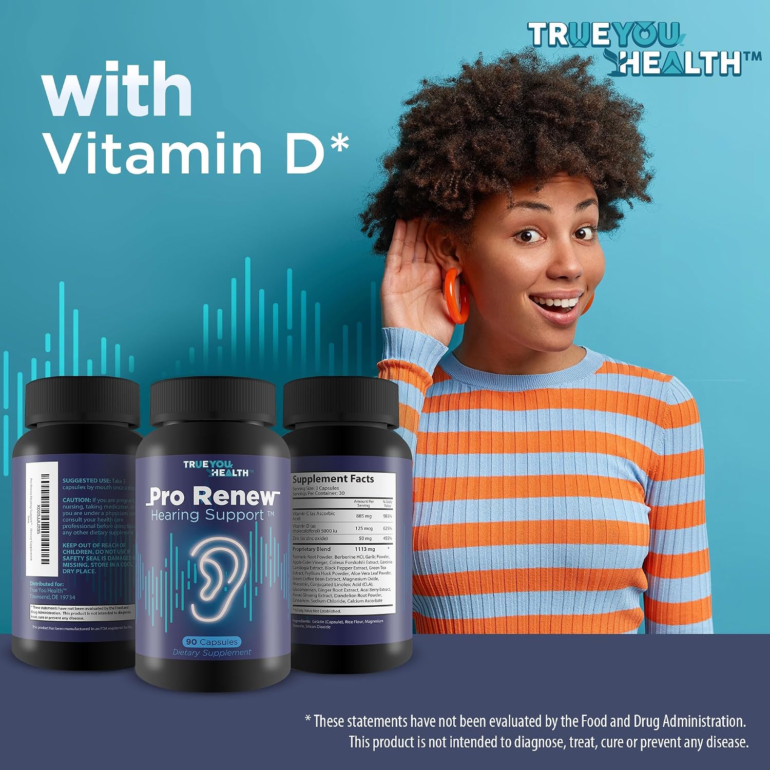 Pro Renew Hearing Support - Contains Vitamin D & Antioxidants to Support Inner & Middle Ear Health - Promote Improved Circulation - Advanced Hearing Formula for Healthy Hearing