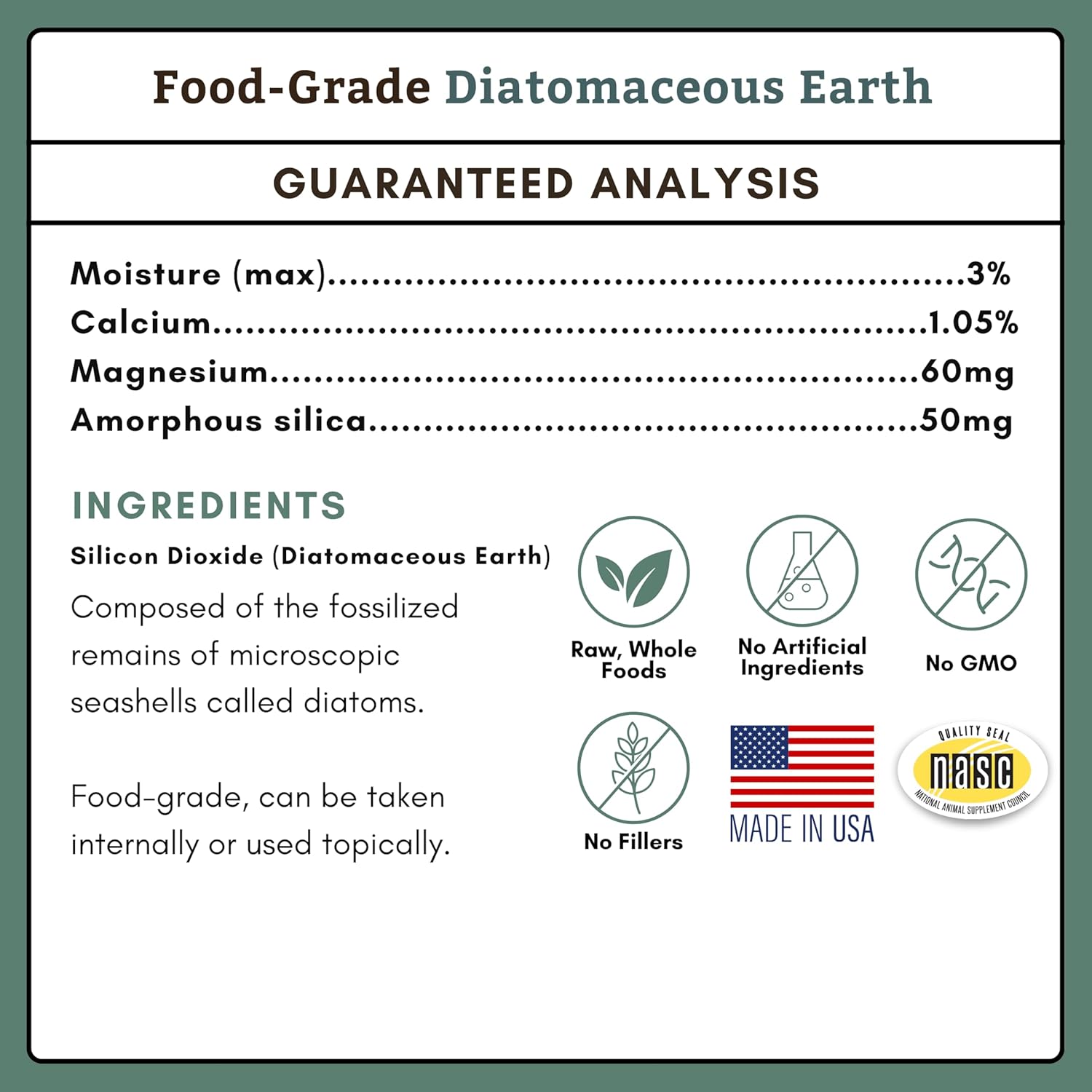 Wholistic Pet Organics Tierra de Diatomeas - Grado Alimenticio para Perros y Gatos - 113 g