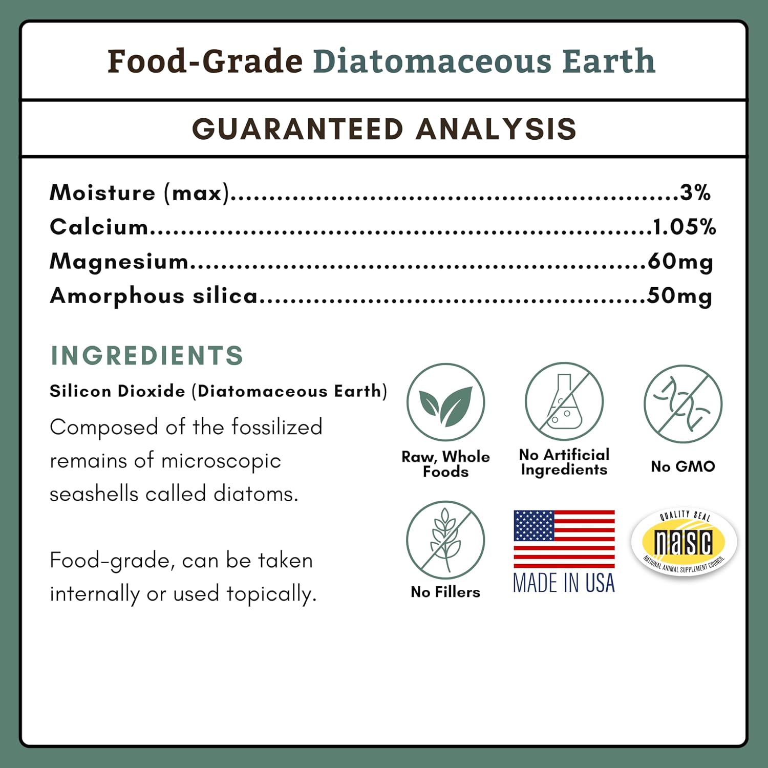 Wholistic Pet Organics Tierra de Diatomeas de Grado Alimenticio para Perros y Gatos - 368g (13 oz) - Polvo Multiusos