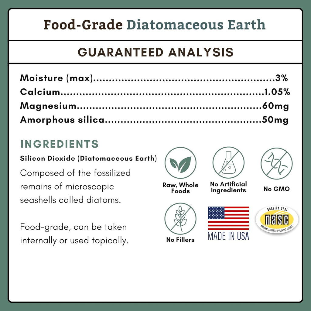 Wholistic Pet Organics Tierra de Diatomeas Grado Alimenticio para Perros y Gatos - 370g (13 oz) - Polvo Multiuso