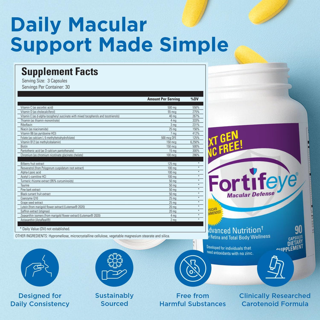 Fortifeye Macular Defense Multivitamin – 180 comprimidos (60 días)