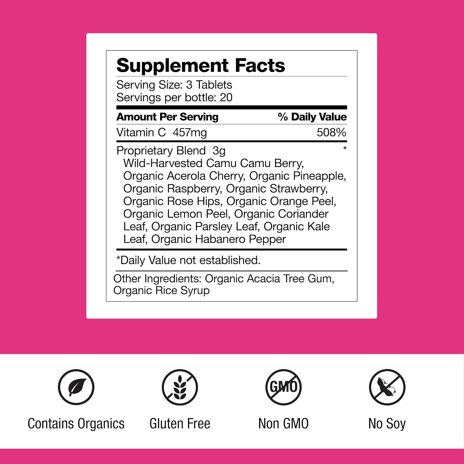 Dr. Schulze's Super-C Plus - Complejo de Vitamina C Natural - 60 Comprimidos Masticables