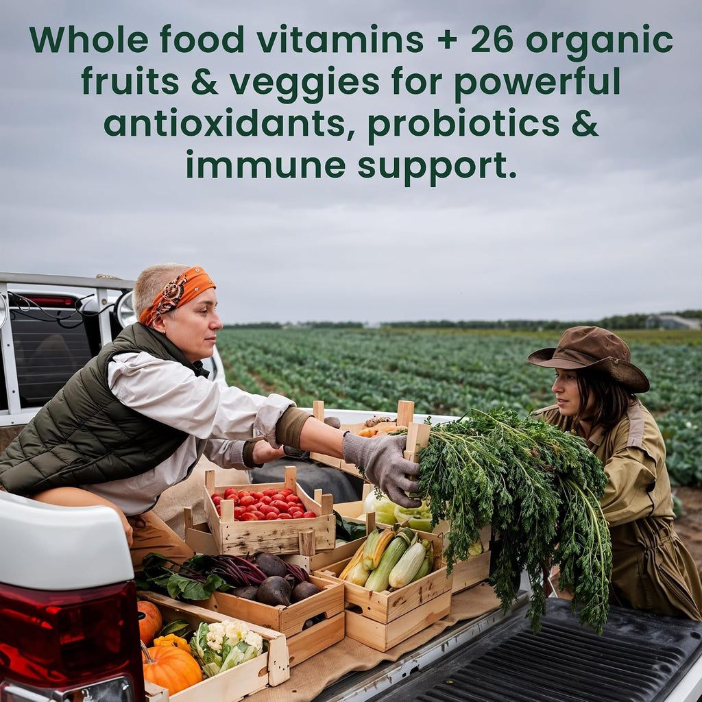 OPTIVIDA Multivitamínico Orgánico de Alimentos Integrales para Hombres y Mujeres (1 Mes) con Probióticos y Mezcla Antioxidante | Sin OGM