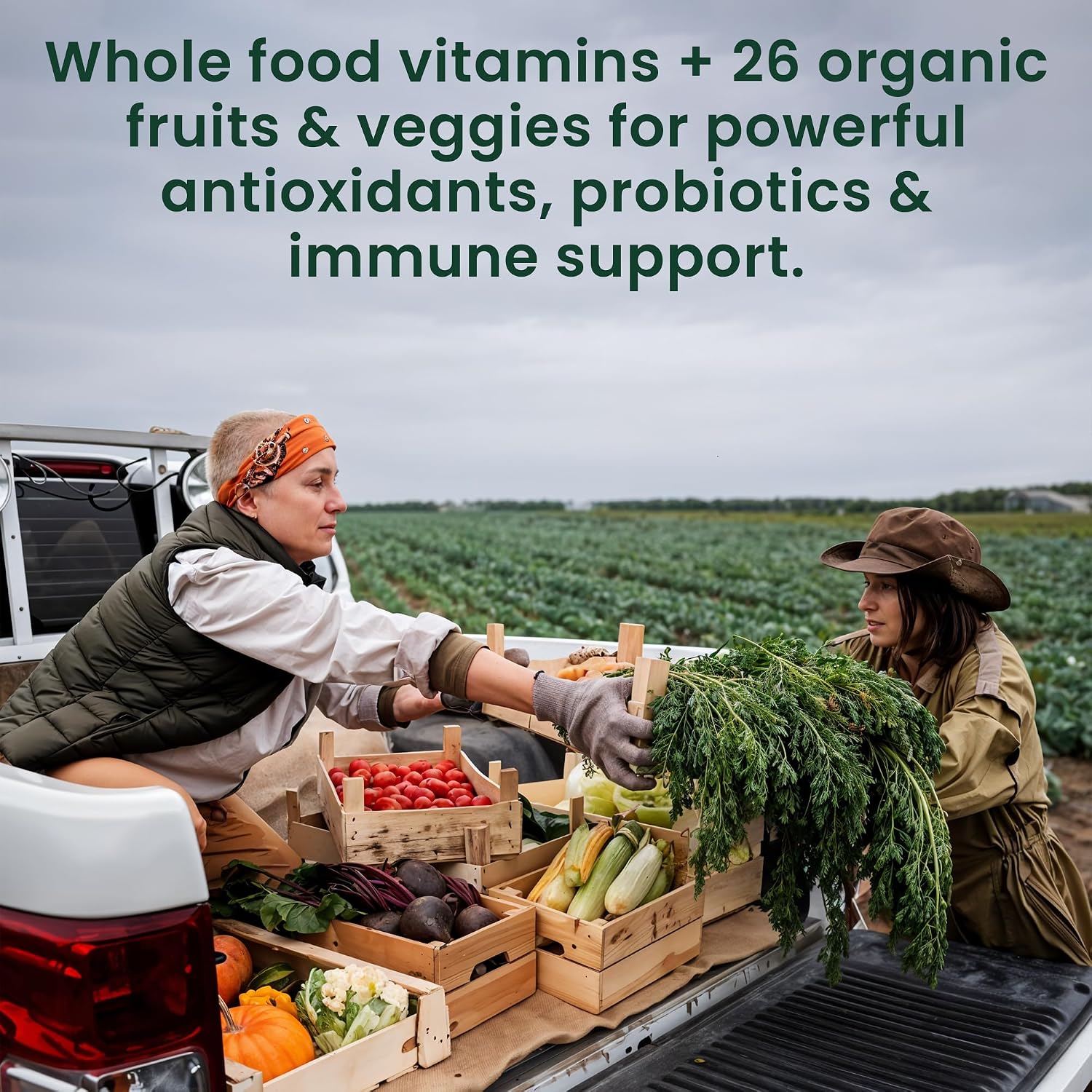 OPTIVIDA Multivitamínico Orgánico de Alimentos Integrales para Hombres y Mujeres (1 Mes) con Probióticos y Mezcla Antioxidante | Sin OGM