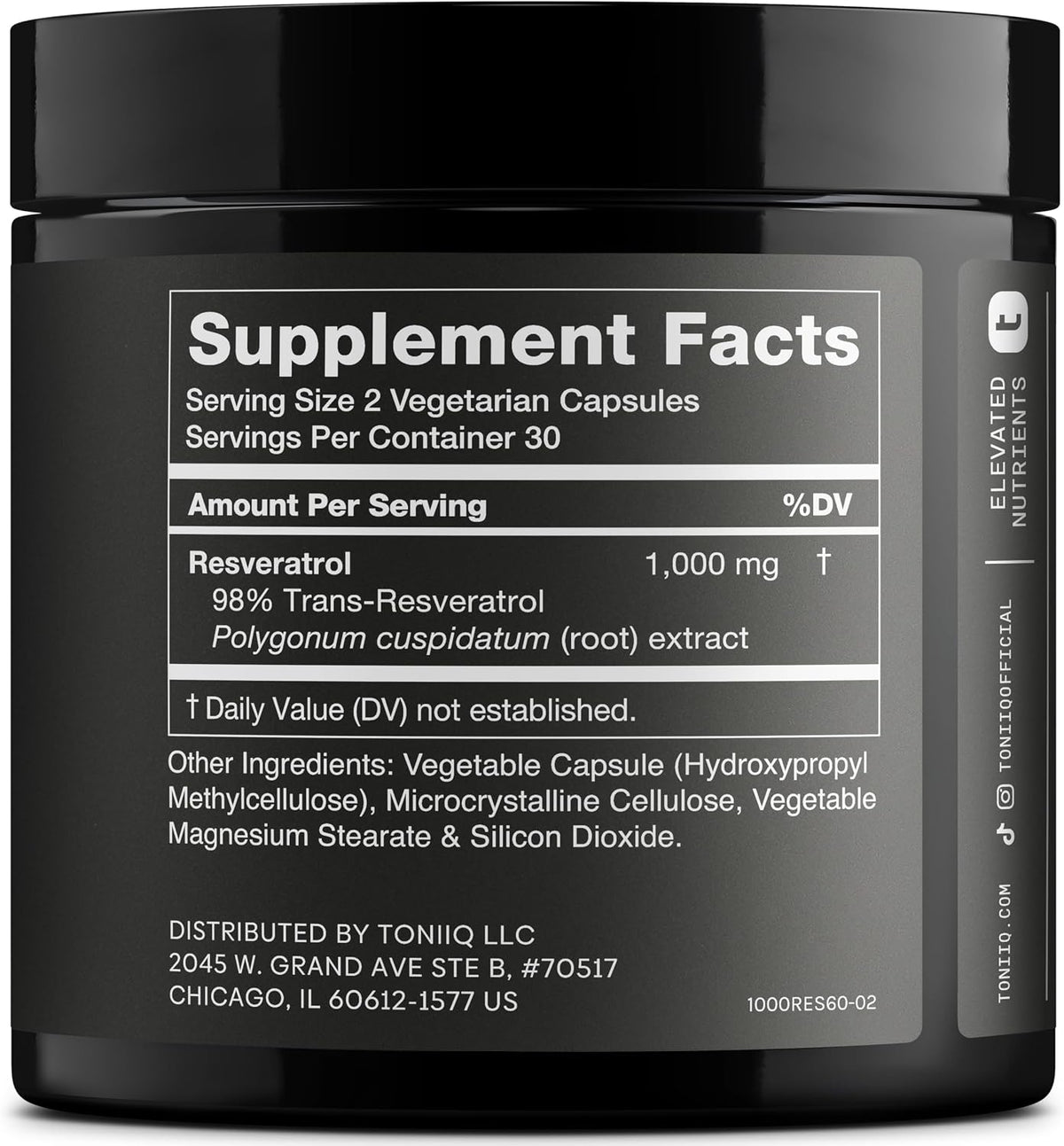 Ultra High Potency Trans Resveratrol 1000mg - 98% Puro - Extracto de Raíz de Polygonum - 60 Cápsulas – Image 2