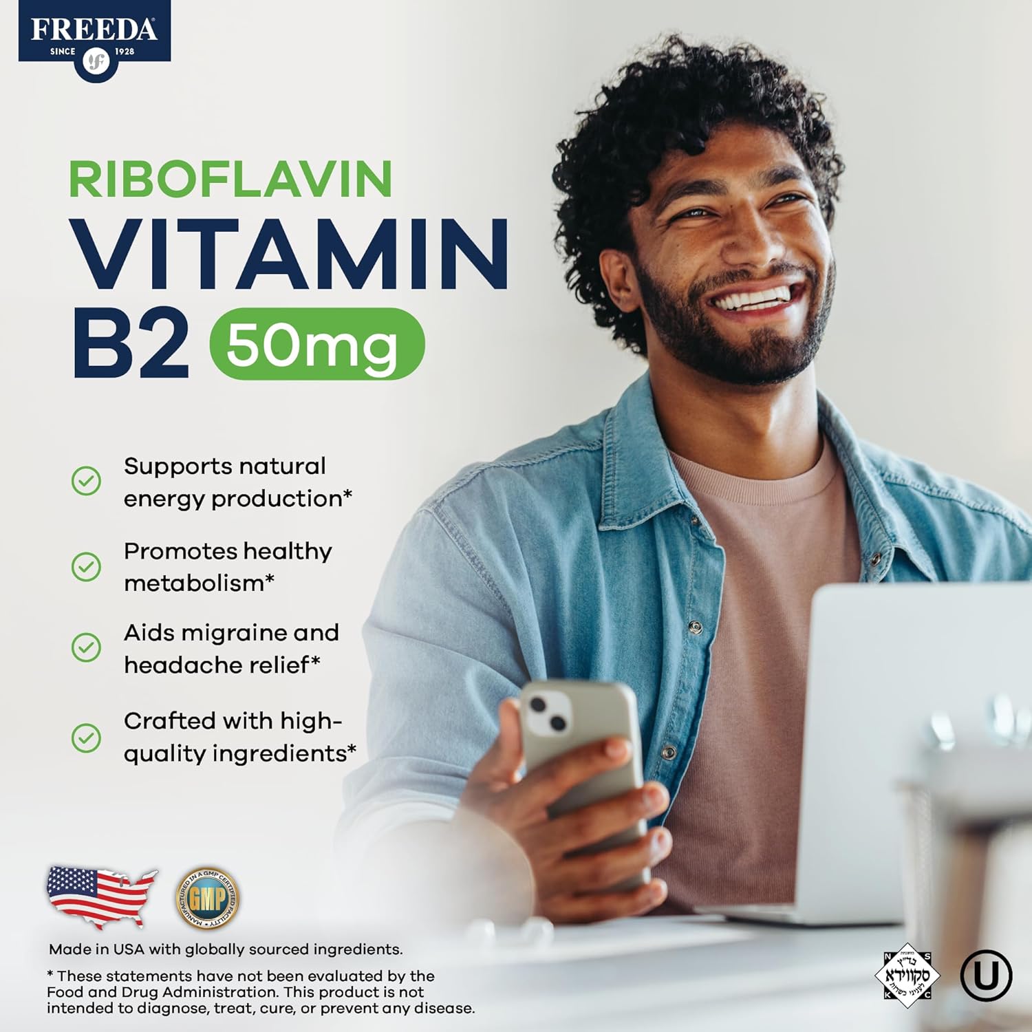 FREEDA Vitamina B2 (Riboflavina) 50 mg – 100 Comprimidos