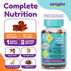 Squiggles Multivitamínico Infantil + Hierro Gomitas - Bajo en Azúcar - 100 Gomitas