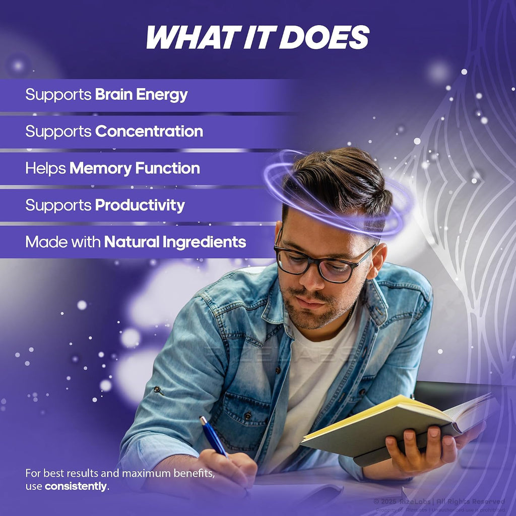 rize labs Neuro Tonix Cápsulas para Memoria y Concentración, Fórmula Avanzada Apoya la Concentración, Despeja la Niebla Mental - Paquete de 5 (300 Cápsulas)