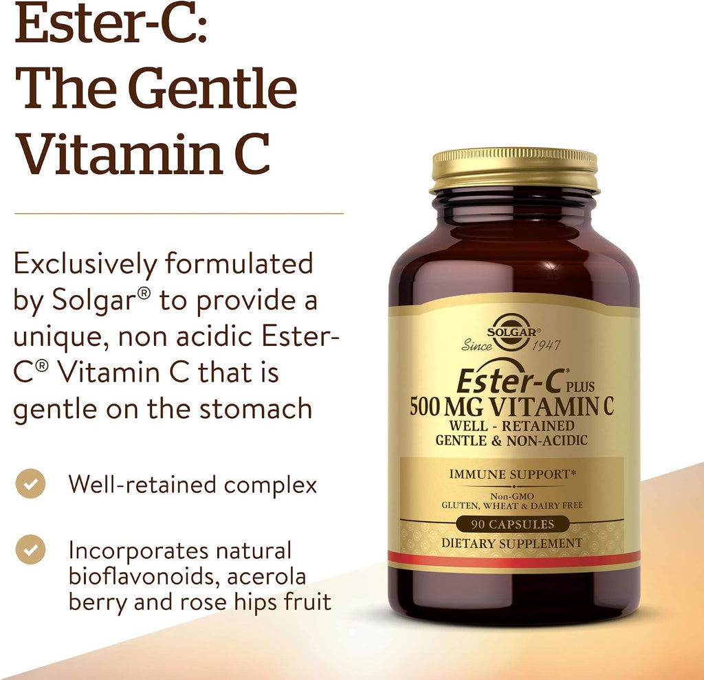 Solgar Ester-C Plus 500 mg Vitamina C con Bioflavonoides Cítricos - 90 Cápsulas