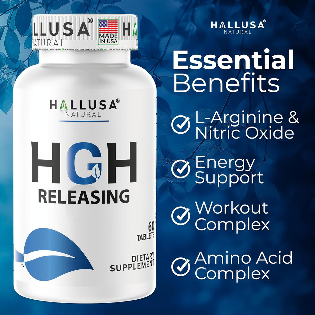 HGH-Releasing Support Supplement with L-Arginine & Ornithine | Nitric Oxide Support for Muscle Recovery, Energy & Performance | Amino Acid Complex with Vitamin B3 & Chromium | 60 Tablets